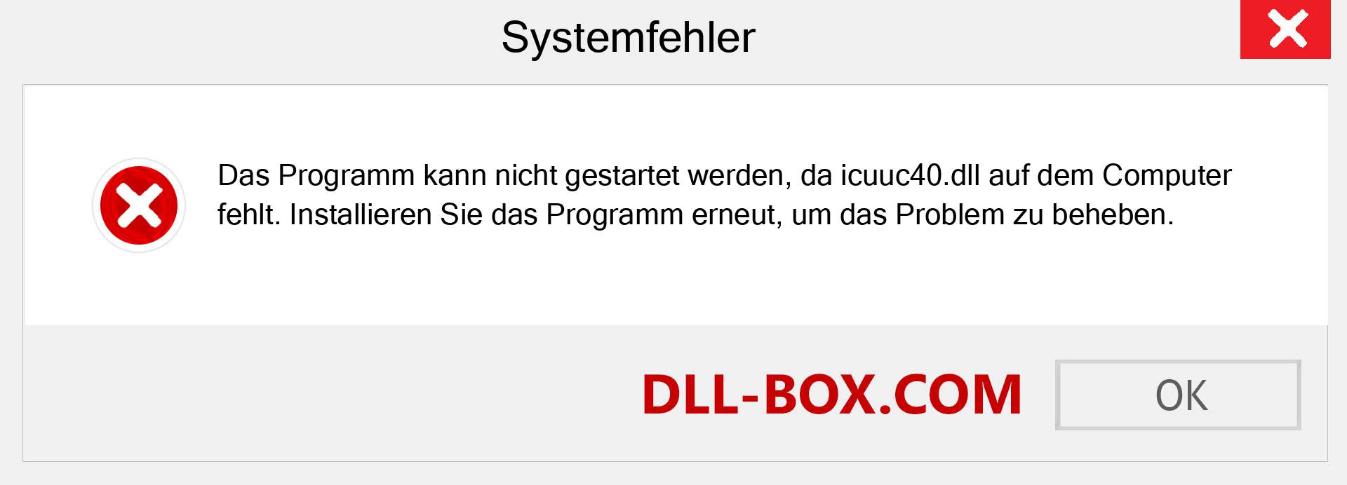 icuuc40.dll-Datei fehlt?. Download für Windows 7, 8, 10 - Fix icuuc40 dll Missing Error unter Windows, Fotos, Bildern