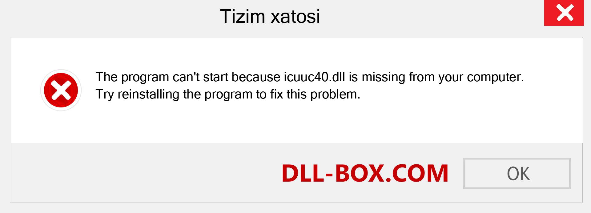 icuuc40.dll fayli yo'qolganmi?. Windows 7, 8, 10 uchun yuklab olish - Windowsda icuuc40 dll etishmayotgan xatoni tuzating, rasmlar, rasmlar